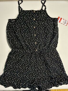 Cat & Jack Black Polka Dot Girls Romper
